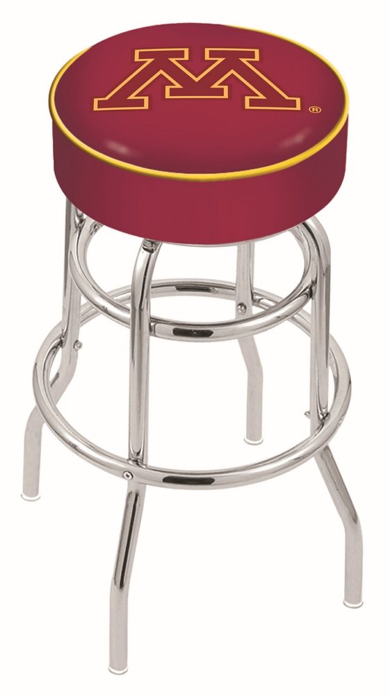 L7C1-4" Marshall Cushion Seat with Double-Ring Chrome Base Swivel Bar Stool by The Holland Bar Stool Company