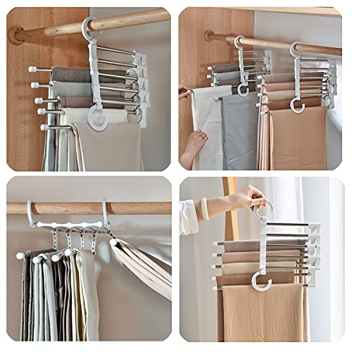 Yunai Stainless Steel Pants Hangers Jeans Clothes Organizer Folding Storage Rack Space Saver Storage Rack For Hanging #TOP6