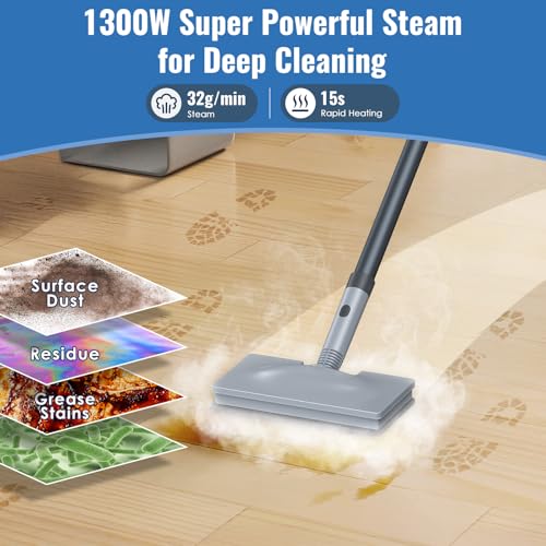 Image of FEPPO Steam Mop & Detachable Handheld Steam Cleaner for Home and Floor