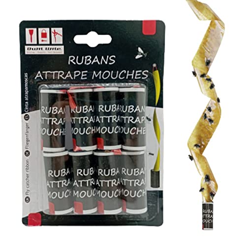 Maelsa® 8 Rubans Attrape Mouche/Guirlande Anti Mouches Anti Insectes Volant Papier Tue Mouche intérieur et extérieur Contre Mouches, moustiques et Autres Insectes Volants