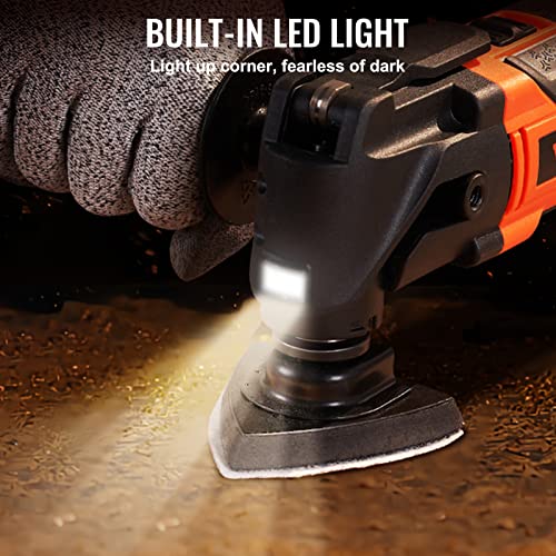 Vevor Multitool Oscillating Tool Corded 2.5 Amp, Oscillating Saw Tool With Led Light, 6 Variable Speeds, 3.1° Oscillating Angle, 11000-22000 Opm, 16Pcs Saw Accessories & Bmc Case #TOP5