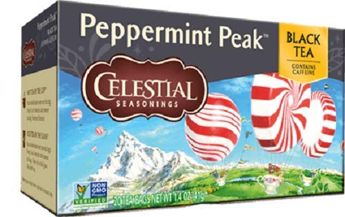 Celestial Seasonings Peppermint Peak Black Tea - Single Box of Refreshingly Aromatic Tea Leaves