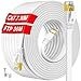 Produktbild Lan Kabel 30 meter Cat 7 weiß, Netzwerkkabel 30m Flach Ethernet Kabel Hochgeschwindigkeits 10000Mbits S/FTP Wasserdicht, RJ45 kabel Outdoor Indoor Schneller als Cat6 Cat5, für Router/Switch (30 Clips)