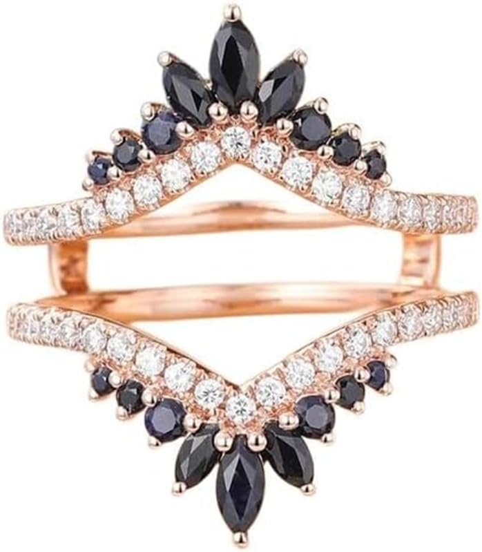 2.Ct Marquise Cut Lab-Created Black Diamond Engagement Enhancer Jacket Wrap Ring Guard in Wedding Band in Ring 14kt Yellow gold Plated