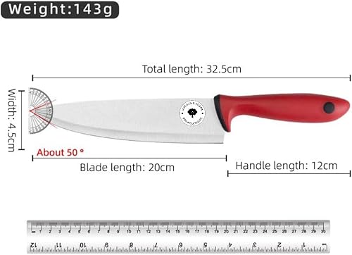 Miniatura 6 de Cuchillo de cocina de 8 pulgadas, cuchillo de chef de grado alimenticio, cuchillo de cocina profesional con mango de polipropileno antideslizante,