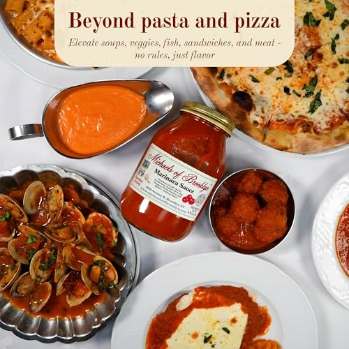 Image of Michael's of Brooklyn Marinara Sauce, 16oz Jar (Pack of 2) - Non-GMO, Gluten Free Italian Tomato Pasta Sauce - Imported Tomatoes, Garlic, Basil, Olive Oil & Parsley - For Spaghetti, Lasagna & Pizza
