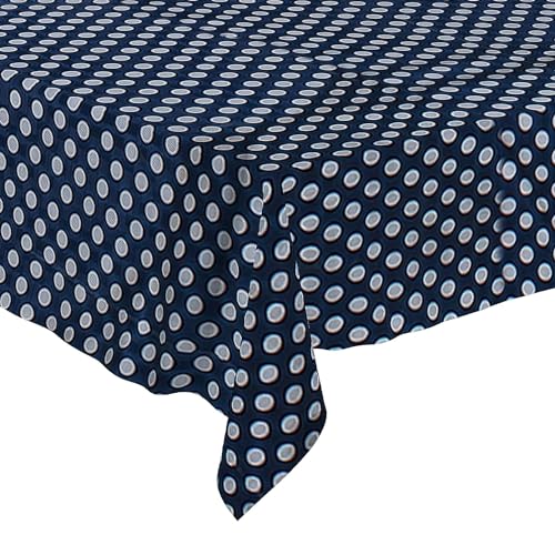 Image of PVC Self Design Waterproof Table Cover for Dining Table (6 Seater (54 inch x 78 inch), Blue)