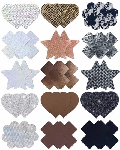 Image of CICKEE Pasties Rave Pack - 15 Pairs Nipple Covers Stickers - Disposable Sticky Breast Petals