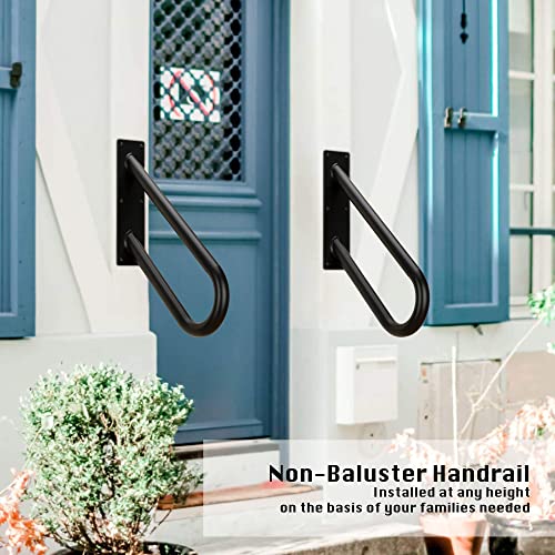 Handrail For Outdoor Steps, Wall Mounted Grab Bar For Garage Proch Steps, Stair Railings For 1-3 Steps With Black Finished, Suitable For Elderly, Kids, Pregnant, Disabled 32"Length, Dia 1.25" Pipe) #TOP4