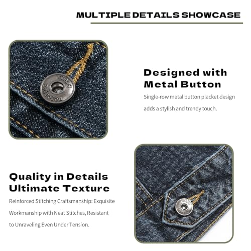 Image of Denim Jacket Men Vintage Autumn and Winter Tops Mens Denim Trucker Jacket