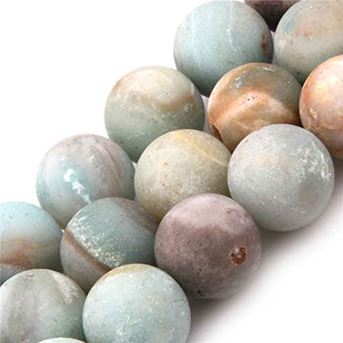 12mm Round Gemstone Frost Mixed Color Amazonite Beads Strand 15 Inch