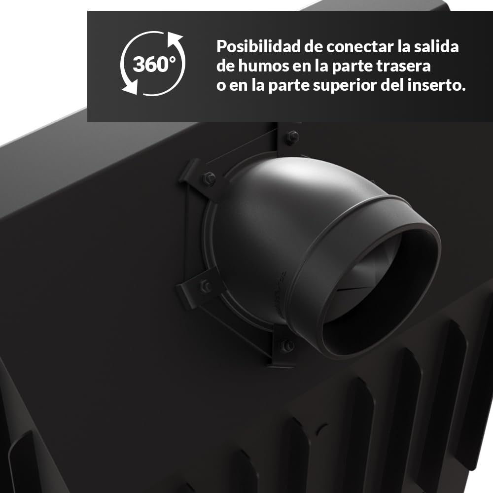 KRATKI Zibi 12 Chimenea de leña con Entrada de Aire Compatible con BImSchV 2 11 kWEficiencia Térmica 80% Acero con Acristalamiento Lateral Interior Thermotec Derecha