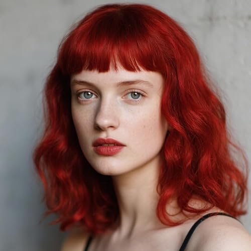 Red Wig for Women Short Bob Wig Made of Synthetic Fiber Suitable for Role - playing Dramatic Performances Stage Shows and Birthday Parties 16 Inches