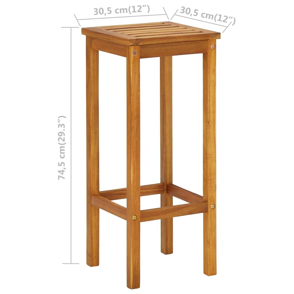 vidaXL Juego de Muebles de Bar de Balcón Jardín 3 Piezas Patio Balcón Bar Bistró Pub Comedor Mostrador Taburete Mesa Alta Madera Maciza de Acacia