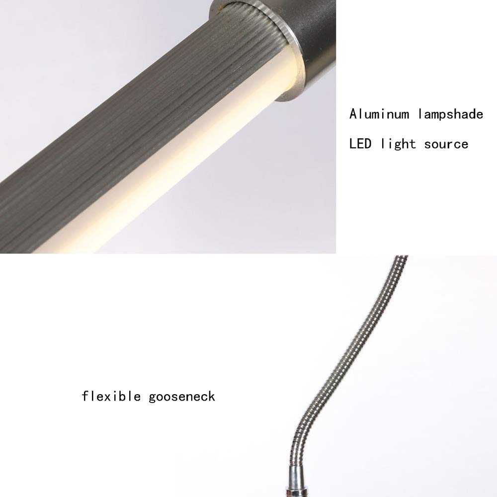 Lampa stojąca LED, nowoczesna ściemniana lampa stojąca z elastyczną szyjką łabędzią, pilot zdalnego sterowania, 3 temperatury barwowe, przełącznik nożny, metalowa lampa stojąca do salonu