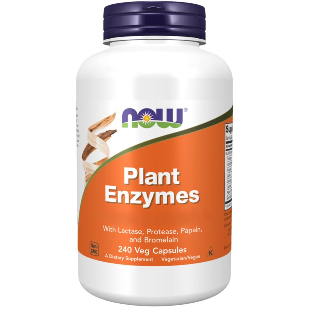 Now Foods, Plant Enzymes (enzimi vegetali), miscela di enzimi, 240 capsule Vegane, Testato in Laboratorio, Senza Glutine, Senza Soia, Vegetariano