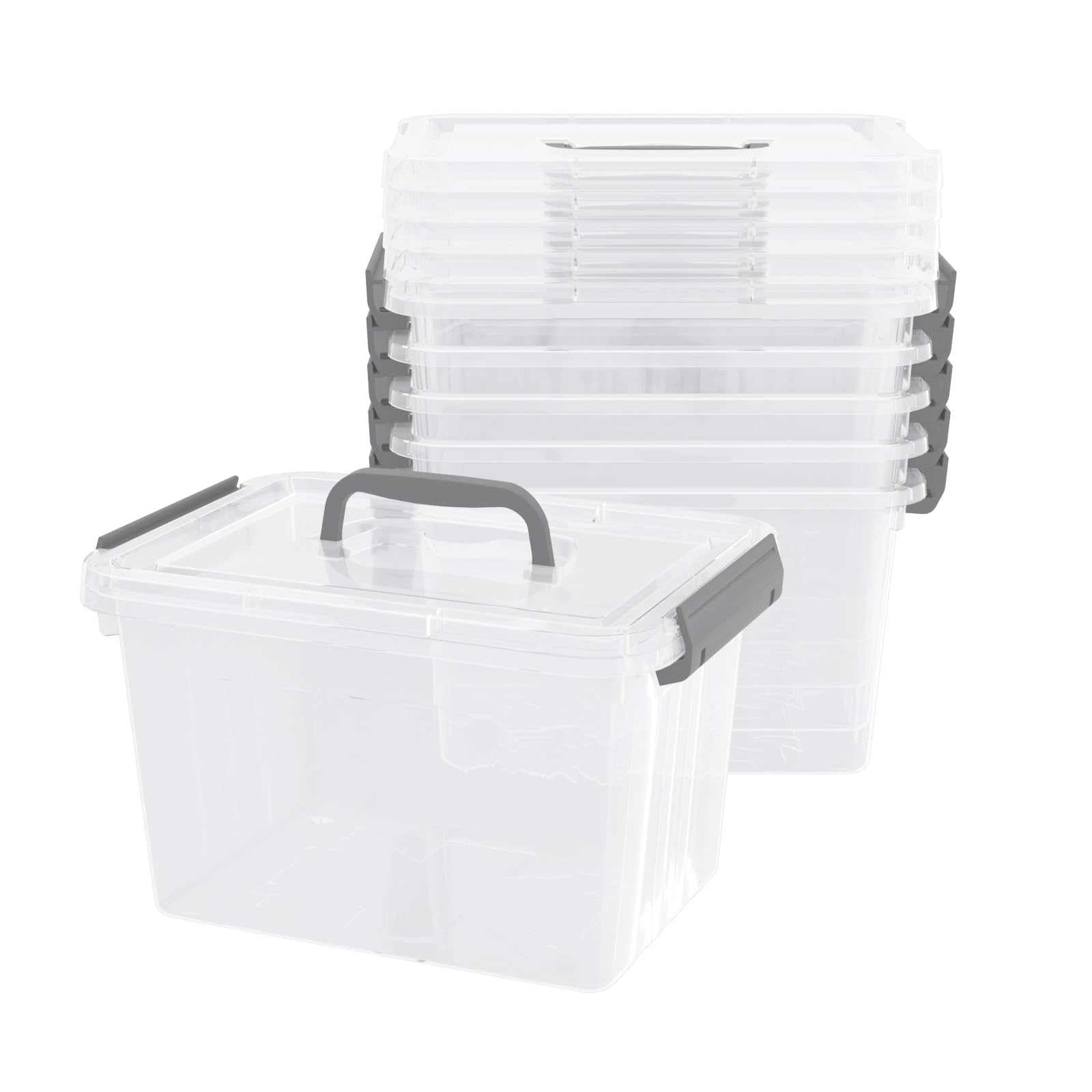 Boîtes de rangement plastique 7L avec poignée pour gagner de la place