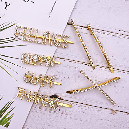 image for Messen Rhinestones Letter Hair Clips Diamante Crystal Word Hair Pins M