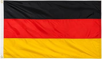 German flag 5X3ft 1/2/3 packs Double Side polyester large germany flag with two metal Brass Eyelets for Eurovision World Cup Euro Football National Day Garden Street Party Decorations Pack of 1