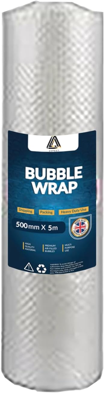 Aspect Large Bubble Wrap Roll - 500MM X 5M, Ideal for Moving, Packing, Office & Industrial Use