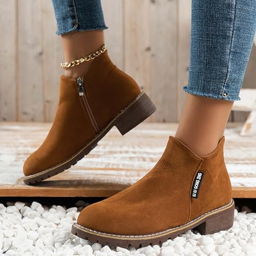 Bottines courtes à talon bloc avec fermeture éclair confortable
