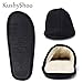 KushyShoo Mens Slippers, Scuff Fluff House Shoes, Slip-On Indoor Outdoor Slipper, Black, Size 9.5-10.5