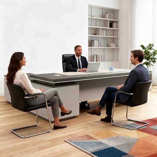 SHACNGI Modern L Shape Executive Desk With Lockable Drawer And Cable Management, L-Shape Modern Executive Desk With Storage Space And Drawers, Large Computer Table (Right cabinet, 71\"L x 63\"W x29\"H)