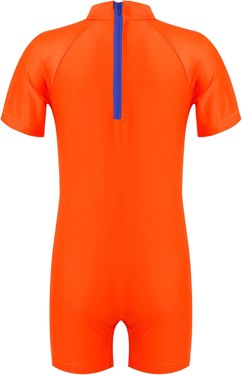 Boys Mock Short Sleeve Zip Back One Piece Wetsuit Surf Rashguard Shirts Athletic Swimsuit