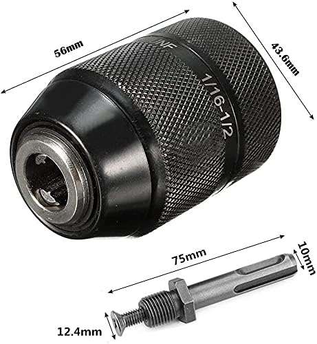 Miniatura 2 de Adaptador sin llave SDS-Plus profesional de 0.079-0.512 in y 12 pulgadas con portabrocas