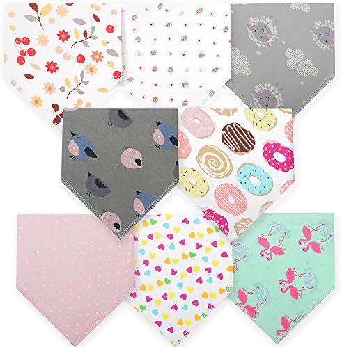 Baby Bandana Drool Bibs for Girls, Organic Cotton Print, Handkerchief Style