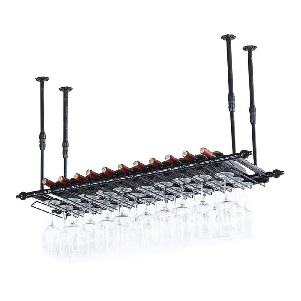 Support à vin de plafond en métal suspendu 120cm range verre bouteille cuisine