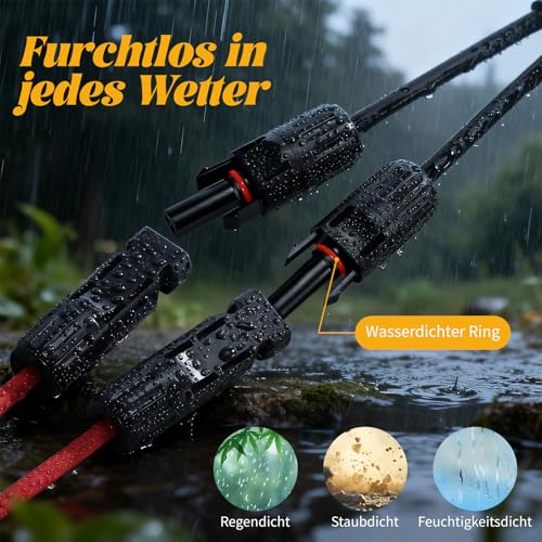 6 mm² Solarkabel Y-Verteiler, 4 Paar Solarkabel Y-Verteiler Solarpanel-Kabel MMF+FFM, 10AWG Solarpanel Y Stecker 1Y2, Solarpanel Kabelstecker, Photovoltaik Steckverbinder