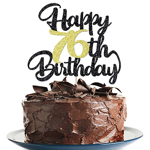 Image of 76th Happy birthday cake topper happy cake decoration 76th birthday party decoration gift plugin (76)