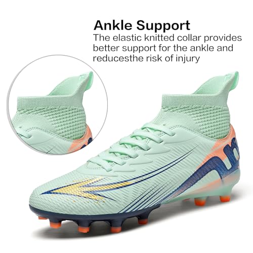 Image of Soccer Cleats for Mens Womens High Tops Lace Up Unisex Football Shoes Indoor Turf Soccer Shoes AG FG TF for Beginners to Advanced Players