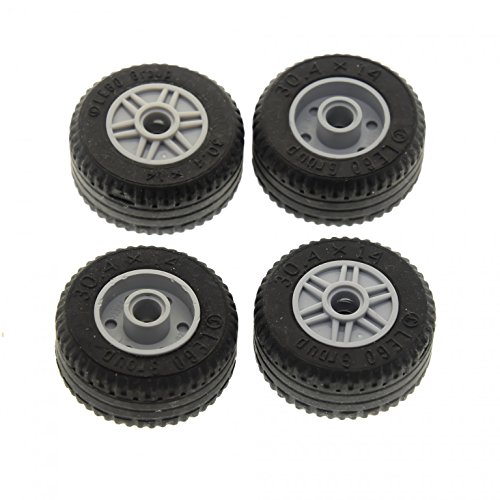 4 x Lego System Rad Schwarz Neu-Hell Grau 30.4 x 14 VR 18x14 mit Pin Loch Reifen Felge Räder 58090 55981c03