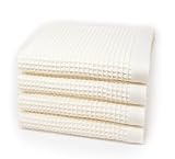 K-25 Waffle Towels Set for Bathroom, Cotton, Quick Dry, Lightweight (Bath Sheets Set (4 Pack), Vanilla)
