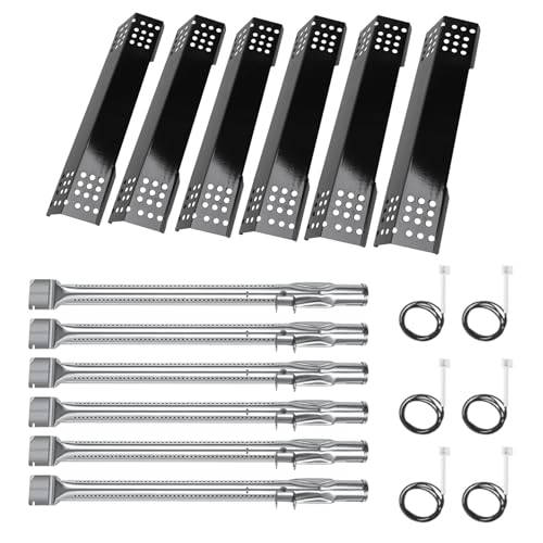 Image of SafBbcue Grill Replacement Parts for Monument 77352 7735MB 24367 17842 41847NG 35633 Gas Grill, Burner Tube, Porcelain Steel Heat Plate, for Igniter Monument Grill Replacement Parts, 6 Pack