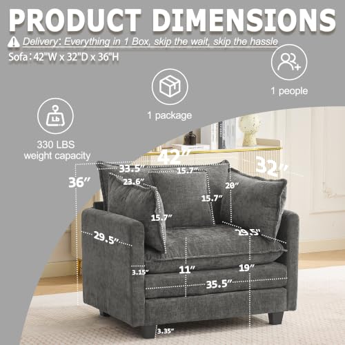 Image of 42 inch Modular Sectional Sofa, Cloud Couch Single-Seat Accent Chair