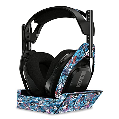 Image of MightySkins Glossy Glitter Skin Compatible with Astro A50 Wireless Headphones + Base Station (Gen 4) - Blue Meanies | Protective, Durable High-Gloss Glitter Finish | Easy to Apply | Made in The USA