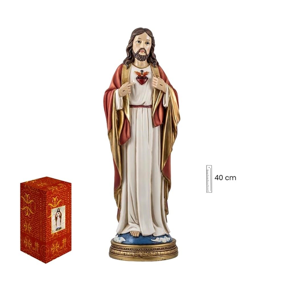 Sagrado Corazón de Jesús Figura Religiosa de 40 cm. acabada en Resina con peana