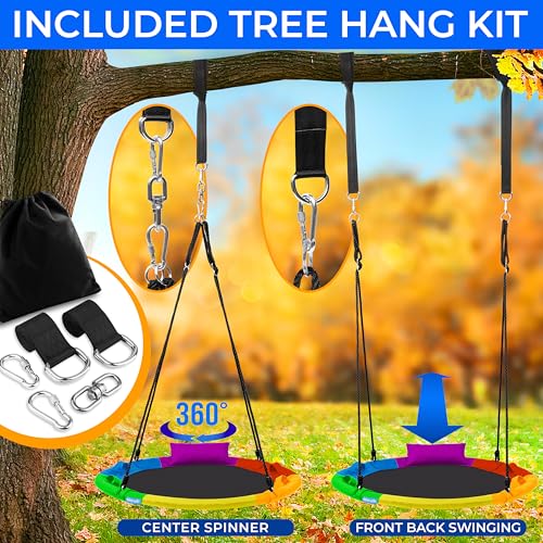 SereneLife Saucer Tree Swing for Family with Hanging Kit & Pillow, 40" Swings for Kids Indoor/Outdoor Use 700 lb Capacity, Waterproof & Durable Design, Easy to Assemble by SereneLife - Image 4
