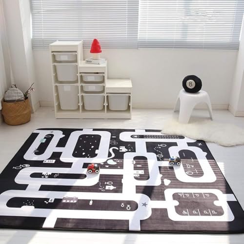 Xisnuient Alfombra de Juego con Diseño de Carretera, Antideslizante Suave Lavable Educativa para Coches de Juguete, Niños y Niñas, Habitación Sala de Juegos Salón (Color-2,100x120cm)