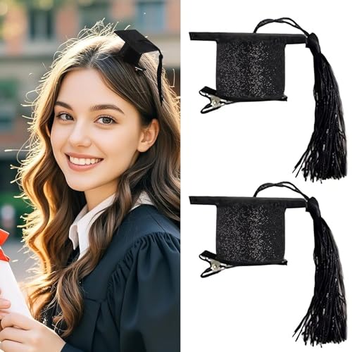 Graduation Cap Hair Clip, Clips de Pinza Alligator Clase 2025, Pinza con Birrete Negro y Borla Negra, Accesorios para Cabello para Fiesta de Graduación miniatura 1