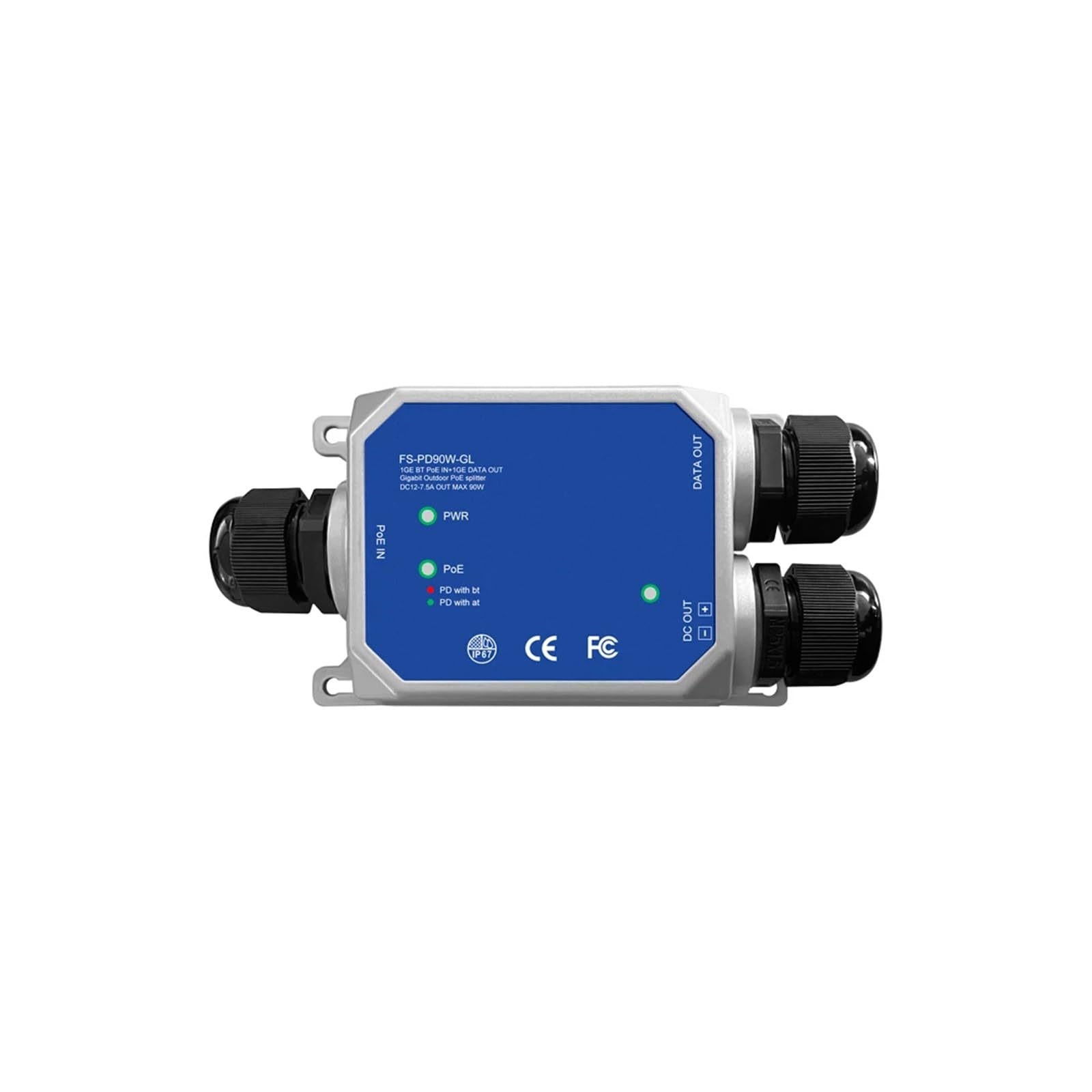 OSHZIKJII 2.5G/10G IP67 P-O//E splitter,60W/90W are optional,12V/24Vdc out(2.5G 12V 90W)