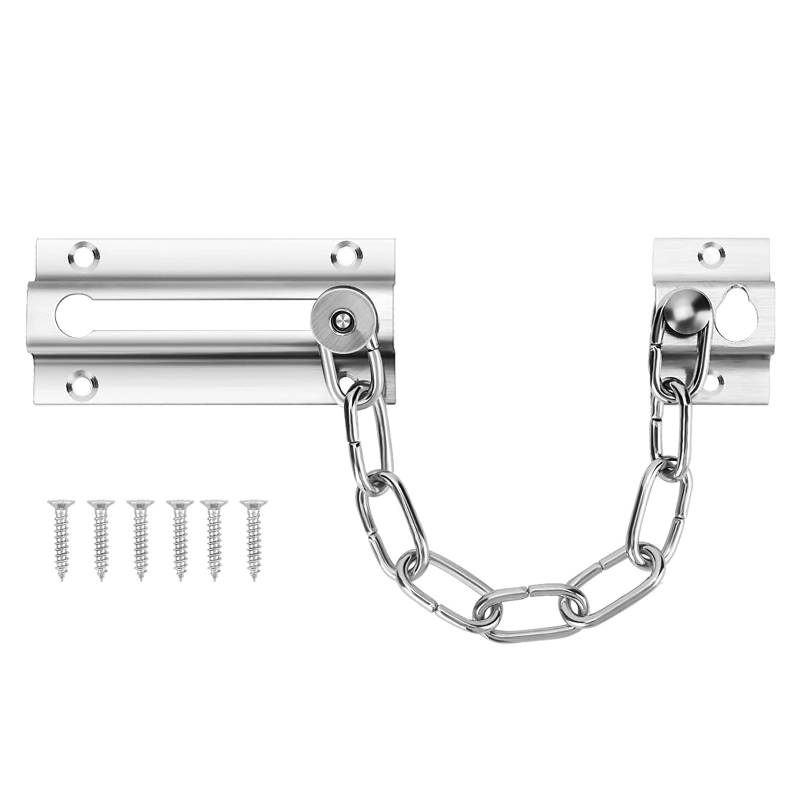 Stainless Steel Chain Door Guard with Anti-Theft Press Lock, Thickened Door Lock Chain, Bedroom Home Apartment Hotel Security Door Sliding Safety Chain Lock Stainless Steel Easy Installation