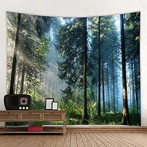 RAILONCH Bos Wandtapijt digitale print Tapestry Wandbehang Zachte microvezel stof Throw Bedspread Queen Bed Dorm Decor…