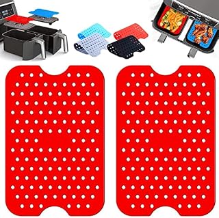 Silicone Pot for Ninjas Dual Air Fryer 2 Pack, Reusable Silicone Air Fryer Liners, Kitchen Accessories for Dual Basket Air Fryers, Easy Clean (Black Pot)