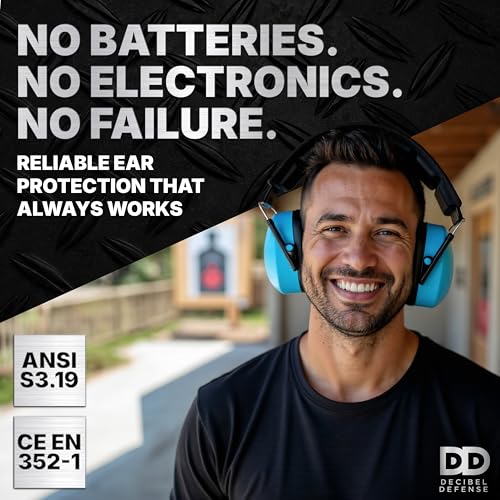 Image of Professional Safety Ear Muffs by Decibel Defense - 37dB NRR - The HIGHEST Rated & MOST COMFORTABLE Ear Protection - Firearm & Industrial Use - THE BEST HEARING PROTECTION...GUARANTEED (BLUE)