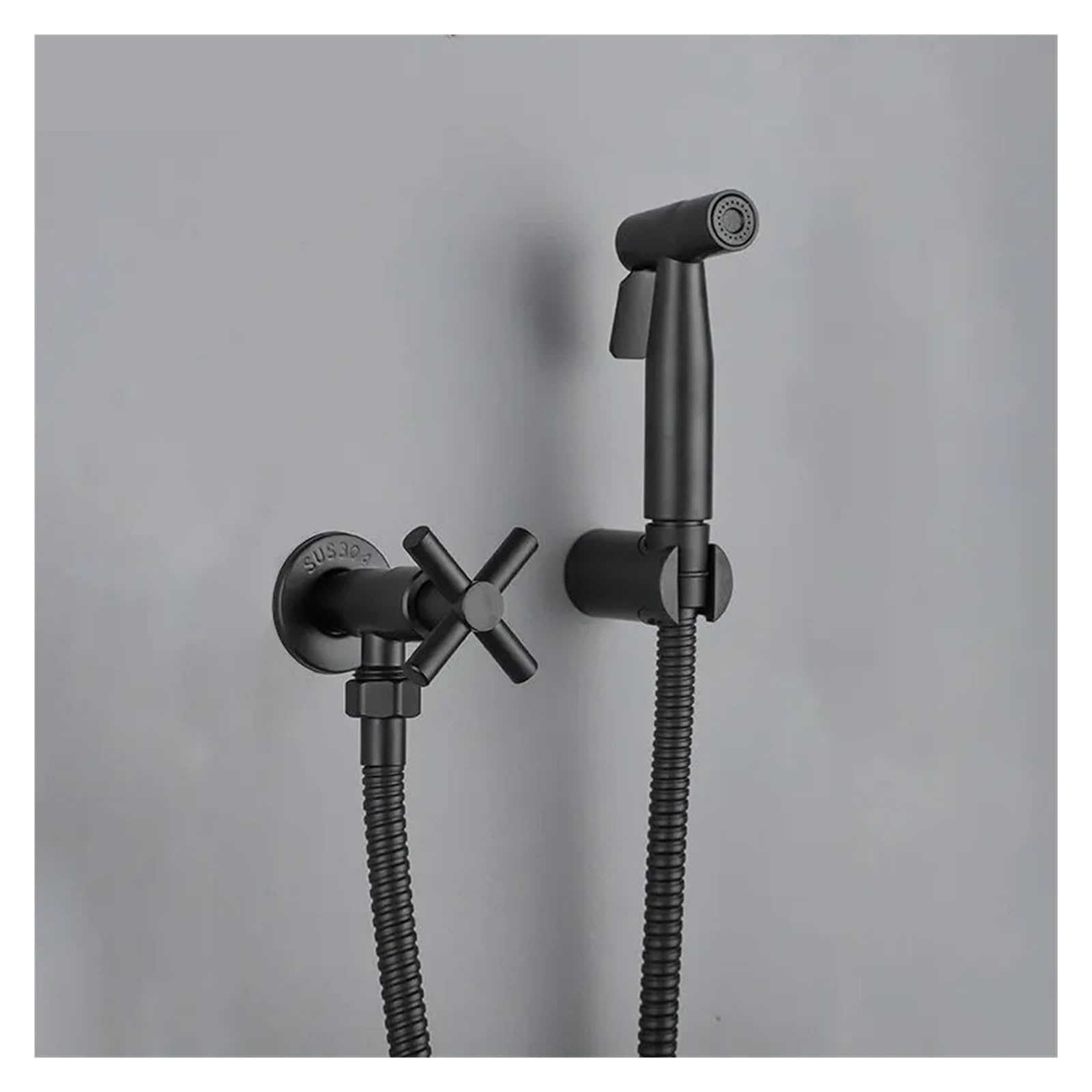 Douchette wc noire haute pression en laiton avec kit robinet de bidet