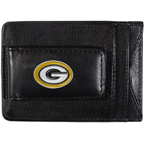 NFL Siskiyou Sports Mens Green Bay Packers Leather Cash & Cardholder One Size Black